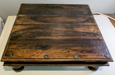 Vintage Rustic Solid Wood Stand - Asian Design 24 inch Square 7  inch tall