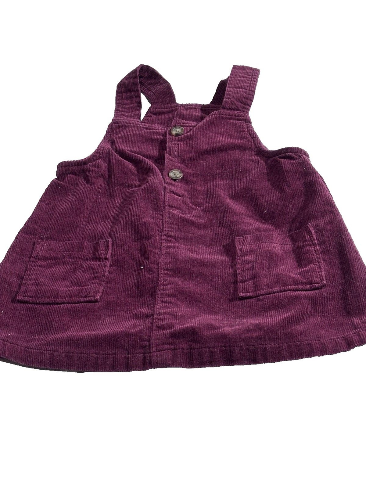 Old Navy Girl's Sleeveless Button-Front Corduroy Overall Burgundy Dress 6-12 Mon