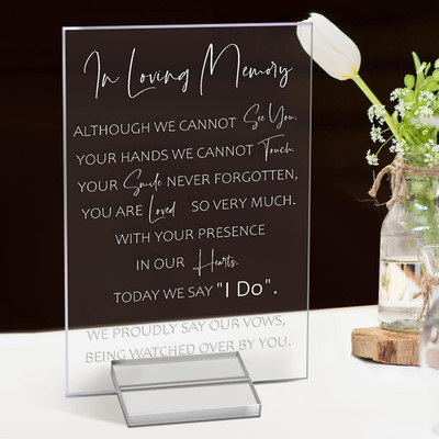 in Loving Memory Wedding Sign Acrylic Memorial Table Sign for Wedding Wooden Dec