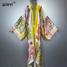 Floral  Kimono Boho Kaftan Beach Wear Cardigan Evening Dress Abaya Dubai Luxury