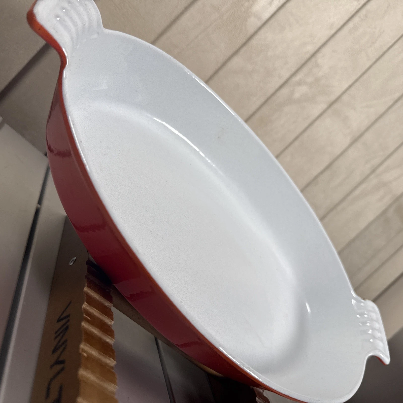 Vintage Casron Japan Orange Cast Iron Enamel Roasting Pan