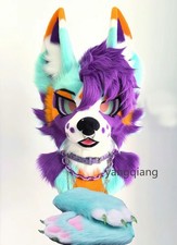 Fursuit Long Fur Husky Fox Mascot Head Party Halloween Fur Cosplay-Promotion