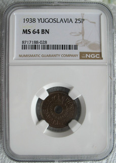 1938 Yugoslavia 25 Para NGC MS 64 BN