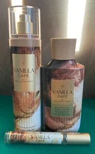 bath & body works Vanilla Cafe trio: fragrance mist, travel perfume, body lotion