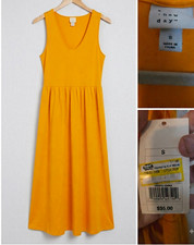 A New Day Women’s Size S Mango Orange Knit Woven Maxi Dress Sundress Pockets NEW