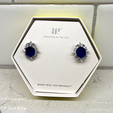BP Calista Stud Earrings Lab-Created Blue Sapphire Quartz 925 Sterling Silver