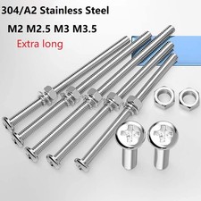 M2 M2.5 M3 M3.5 Pozi Pan Head Machine Screws Bolt + Washer & Nut Stainless Steel