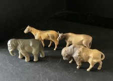 Vintage Lot of 4 Celluloid Plastic Elephant, Buffalo Bison, Horse, Toys Figures