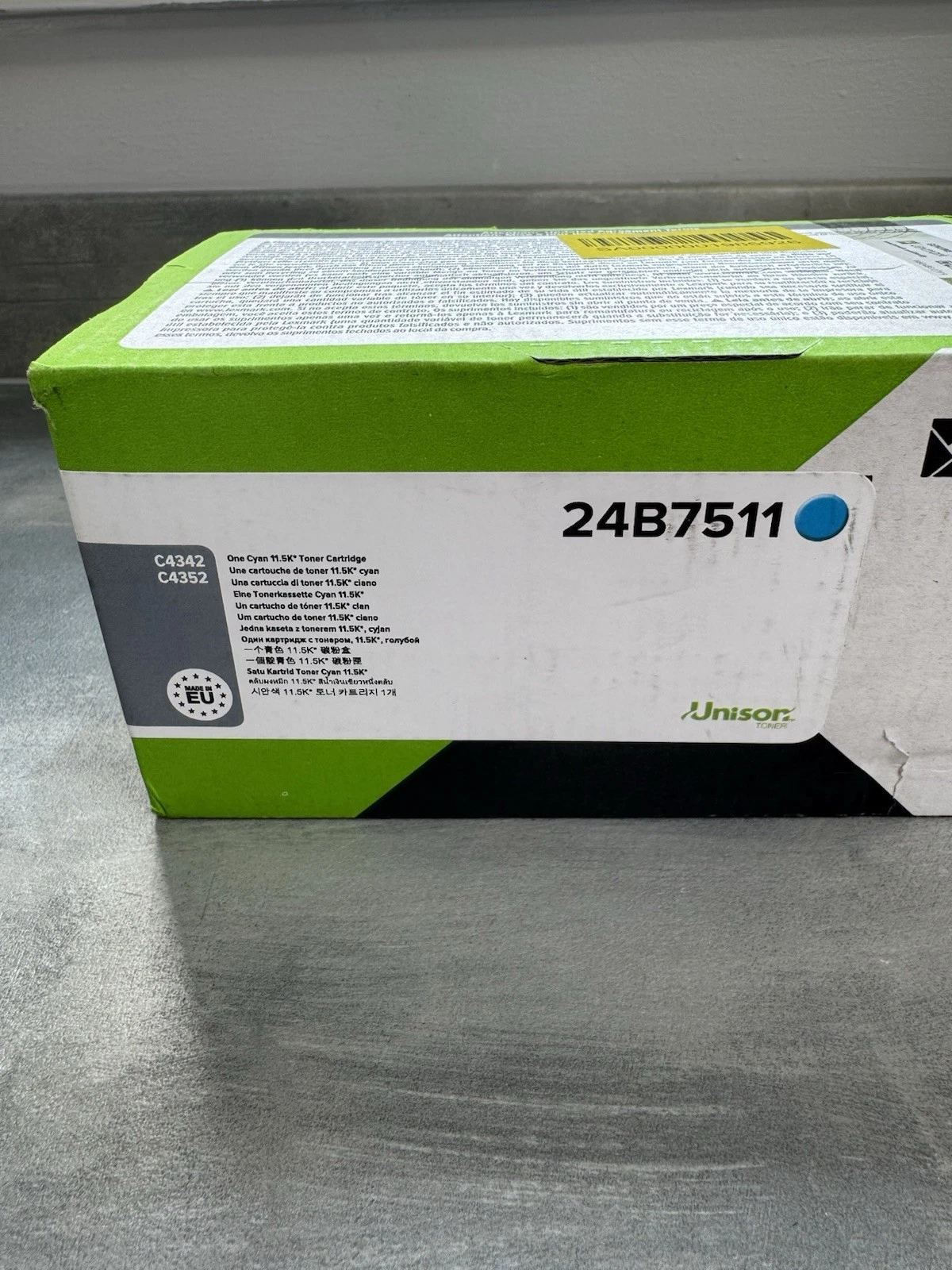 Lexmark 24B7511 Cyan Toner Ink Cartridge C4342 C4352 Brand New Sealed 2