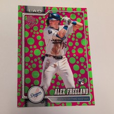 2026 Topps Series 1 Holiday Polka Dots Green/Pink Alex Freeland RC #74 Dodgers