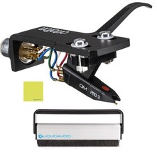Ortofon OM PRO S Pre-Mounted on SH-4 Black Ortofon Headshell Bundle with...