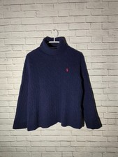 Polo Ralph Lauren Cable Knit Sweater Crewneck Men  s XS Dark Blue Red Horse Wool