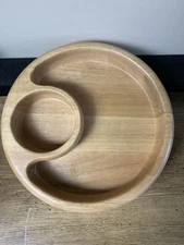 Crate & Barrel Round Wood Chip & Dip Server