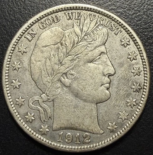 1912 S Barber Silver Half Dollar 50c Original XF FULL LIBERTY Rare US Type Coin