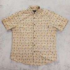 VTG Woolrich Mens Button Down Shirt Stone Fish Short Sleeve Large L Outdoorsman