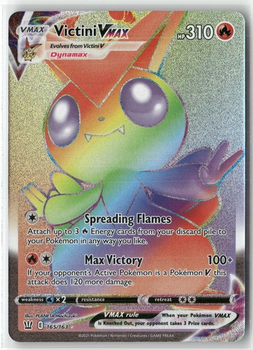 Victini VMAX 165/163 Rainbow Rare Battle Styles Pokemon Holo NM