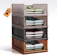 Organizer Armadio, 4 Set Organizer Pieghevole, Impilabili Cassettiera per Armadi