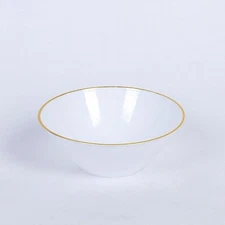24 pcs 7 oz Plastic Dessert Ice Cream Bowls Gold Rim Party Events Decorations