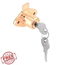 PRIME-LINE Brass Diecast Drawer Cabinet Lock 7/8" Panel