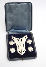 Antique sterling solid silver art noveau buckle & button set Goldsmiths 1907