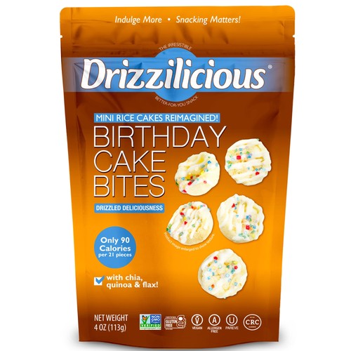Drizzilicious Mini Flavored Rice Cakes Birthday Cake  Rice Crisps, Healthy Sn...
