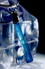 PARAIBA TOURMALINE CRYSTAL NECKLACE NATURAL BLUE GEMSTONE 24” CHAIN RAW ROUGH