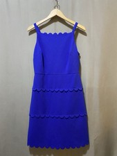 NWOT KARL LAGERFELD PARIS Women Scalloped Trim Scuba Crepe Dress Size 6 Sapphire