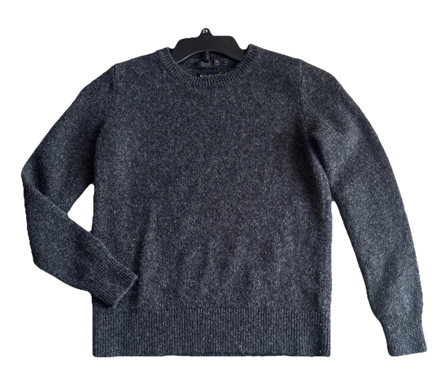 Pendleton Sweater Washable 100% Shetland Wool Pullover Dark Grey Mens Size S