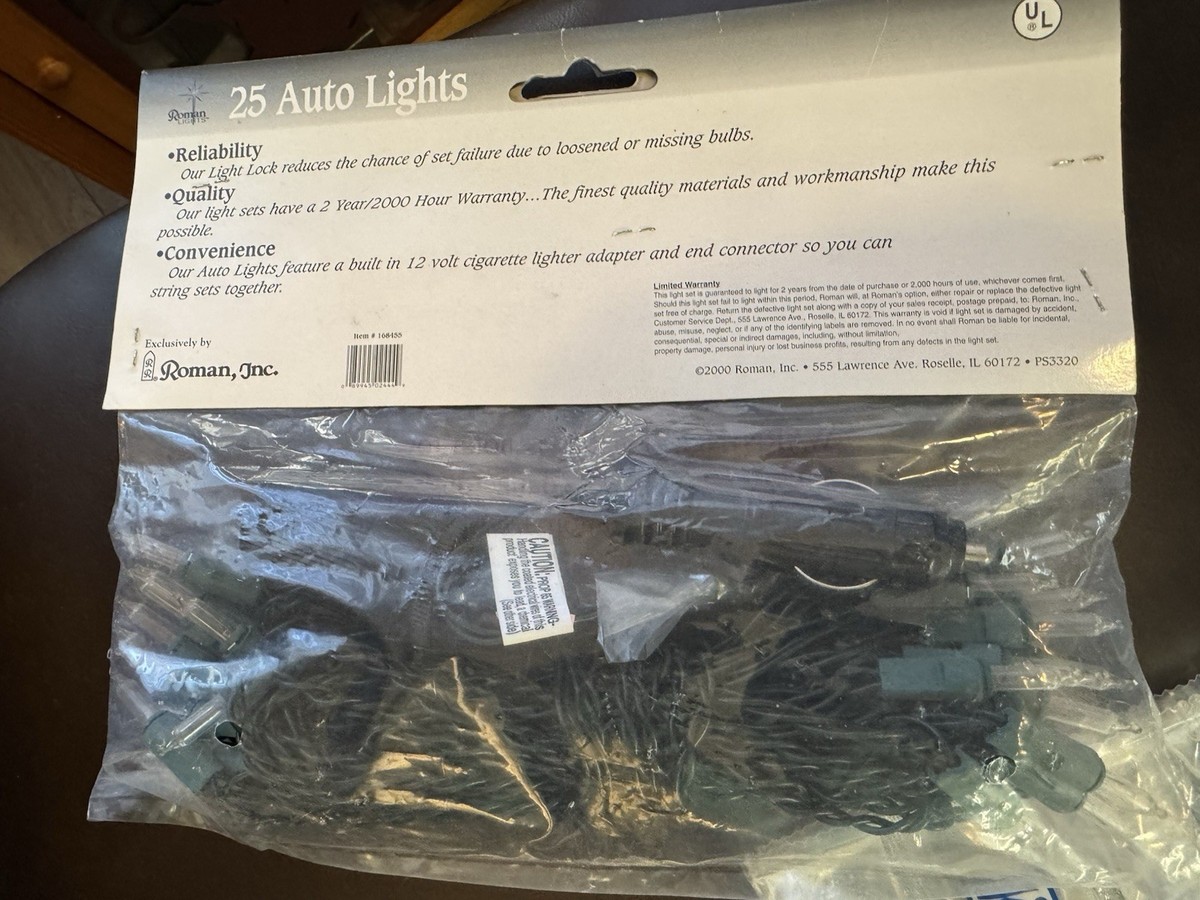 NEW 25 Christmas Lights for Car Truck Auto RV Plugs into Cigarette Lighter  Roman
