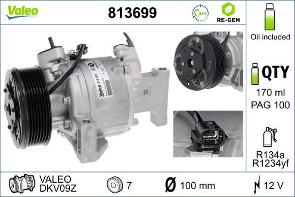 Valeo 813699 Kompressor FüR Klimaanlage Klimakompressor Kompressor Klima-image