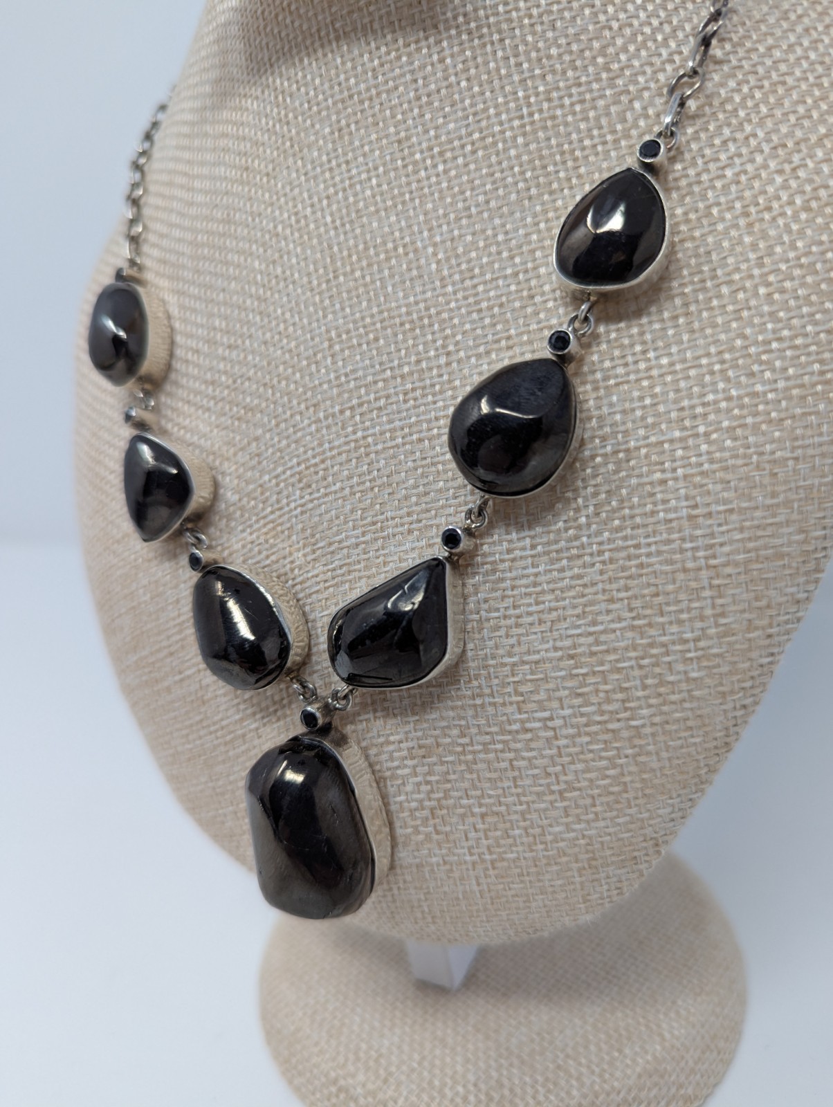 925 Sterling Silver Hematite Statement Necklace 4… - image 2