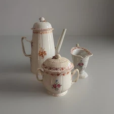 Antique Chinese Export Famille Coffee Set, Pos Early American Provenance C1770