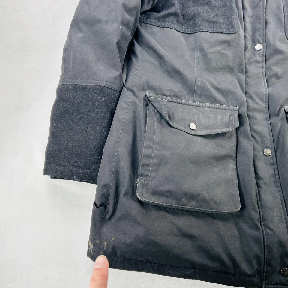 Pendleton Parka Jacket Mens XL Black Down Fur Trim Hood Wool Panels Insulated - Image 3 of 4