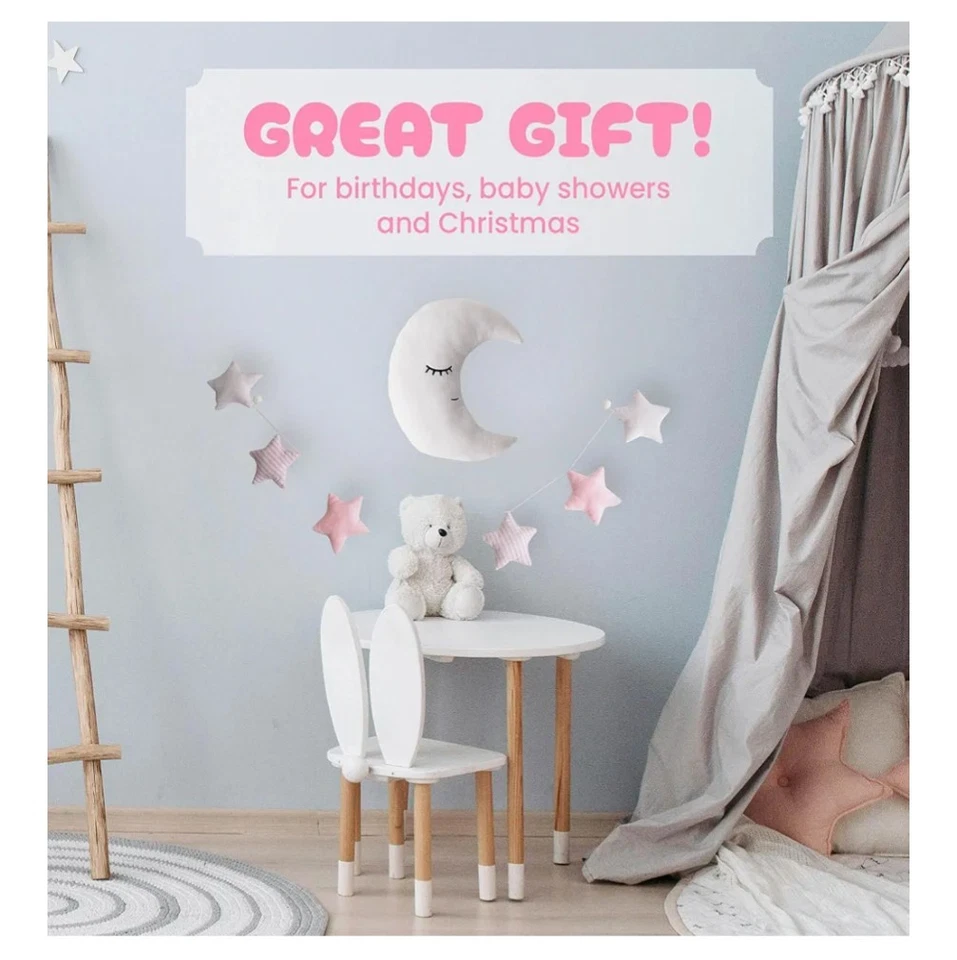 Juego de decoración de felpa para bebé Luna y estrellas - blanco, azul, rosa Foto 2 de 4