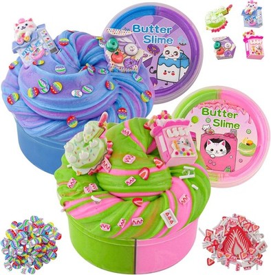 Butterschleim-Set mit 2x120ml Fluffy Butter Schleim und 6 Add-Ins