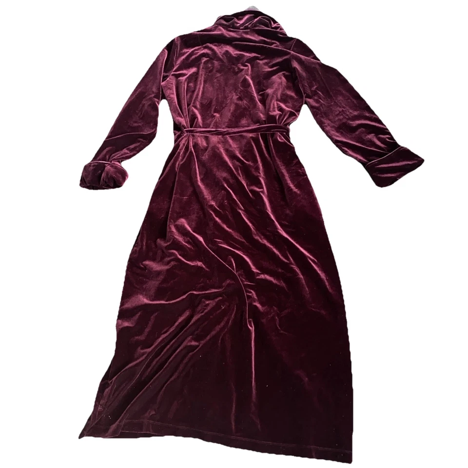 Bata larga de terciopelo de vino de vacaciones Lauren Ralph Lauren para mujer pequeña mediana Foto 3 de 4