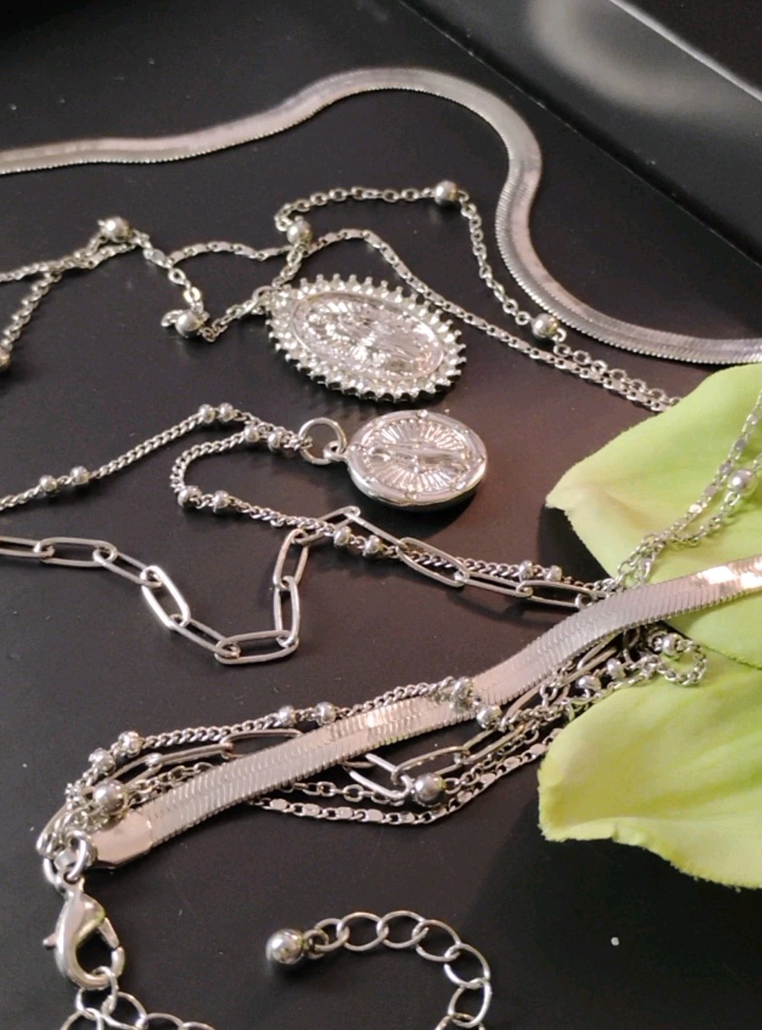 Sparkling! Silver Plated Multi Layer Chain and Re… - image 8