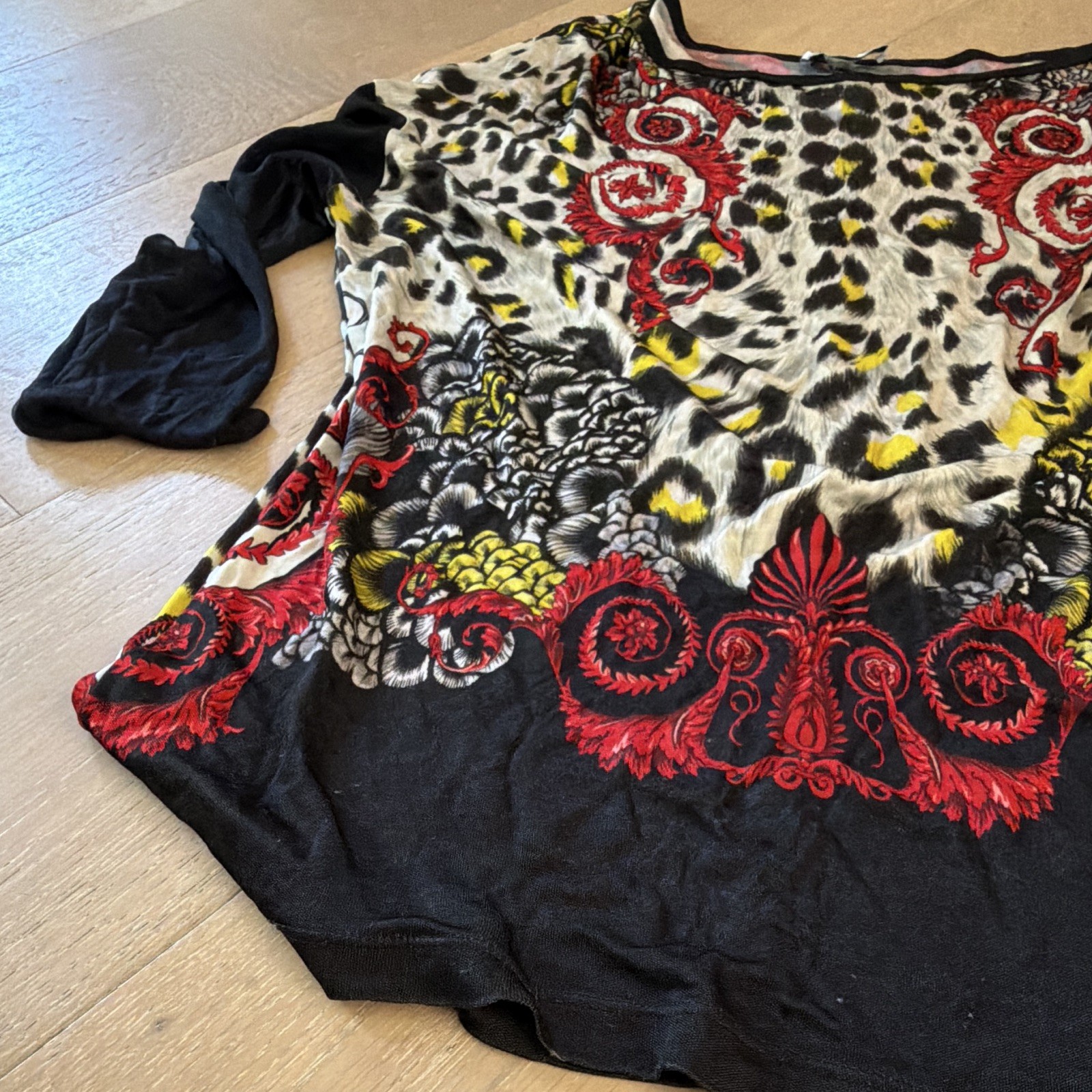 Versace Collection Women’s Size 42 Animal Print Viscose Knit Tunic 3/4 Sleeve image 5