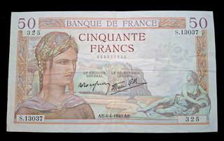 TRÉS BEAU BILLET DE 50 FRANCS CÉRES DU 4 4 1940 TTB QUALITÉ.