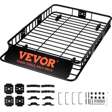 VEVOR Roof Rack Cargo Basket, 64" x 39" x 6" Rooftop Cargo Carrier with Extensio