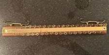 Vintage Brass Wire  Wood Tie or Belt Storage Rack; 18.75". Closet -Wall Mount