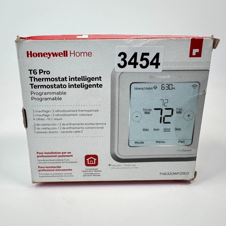 Honeywell T6 Pro Smart Thermostat TH6320WF2003 3-Heat, 2-Cool New Open Box
Opens in a new window or 