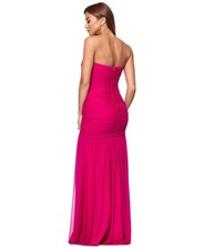 Xscape Women's Ruched Strapless Gown - Rasberry - 6