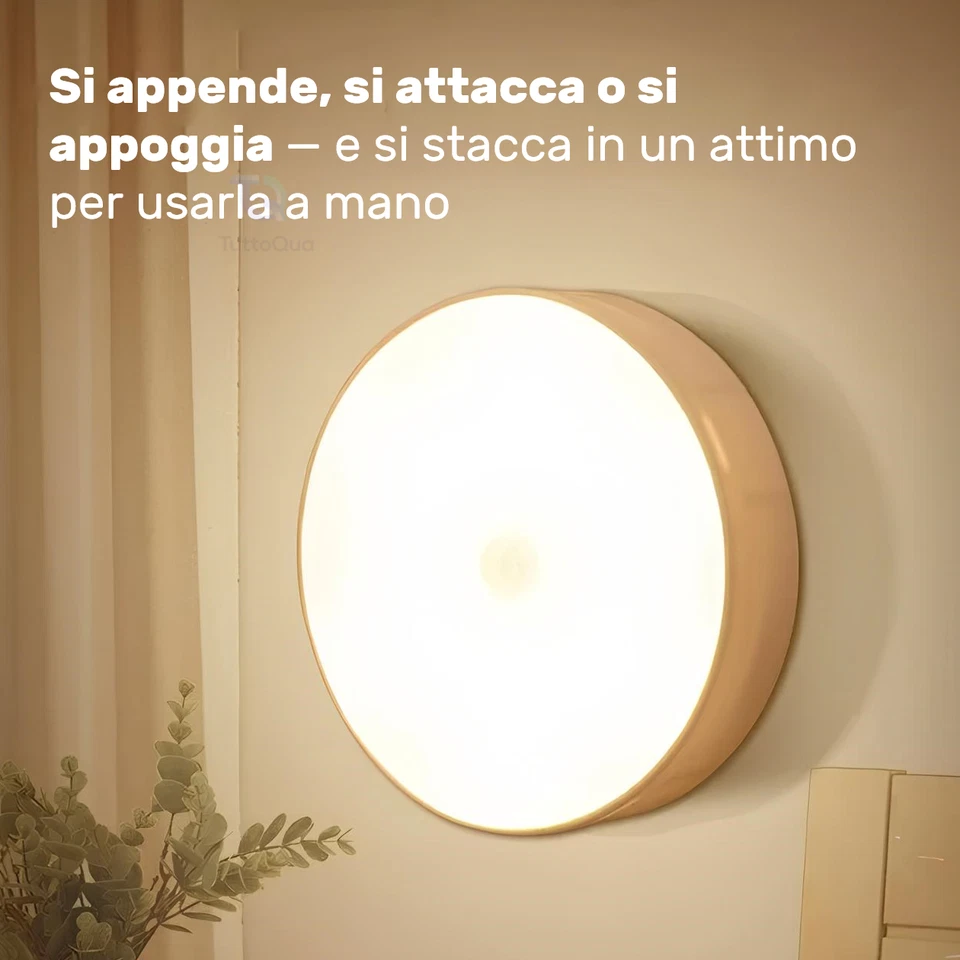 Luce LED Sensore di Movimento Intelligente Luci da Interno Casa Ricaricabile USB - Immagine 4 di 4