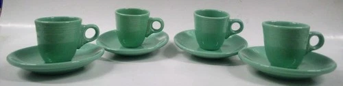 4 Sets Fiesta Sea Mist Green Flat Demitasse Cup and Saucer Set PPD 1992