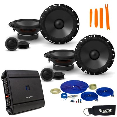 Alpine Type-S Speaker and Amp Bundle 2 Pair of 6.5'' S-S65C Set with S-A32F Amp