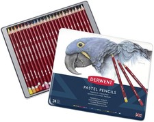 Derwent Pastel Pencils, 4mm Core, Metal Tin, 24 Count 32992