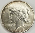 (1) AU+ 1926-S Peace Silver Dollar 90% - Almost Unc - San Francisco Mint