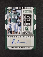 2020 Panini Contenders Draft Picks- Raequan Williams- RC Auto-Michigan State DE