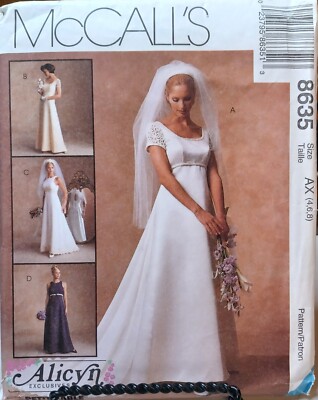 8635 McCalls SEWING Pattern CUT Misses 4-8 wedding bridal bridesmaid gown  dress | eBay